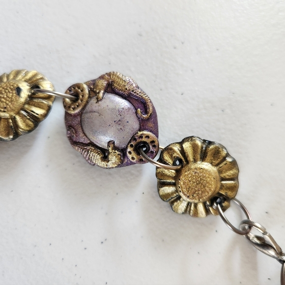 Y2K Fairycore Chunky Celestial Costume Jewelry Necklace Purple Vintage Fairy - Picture 5 of 11